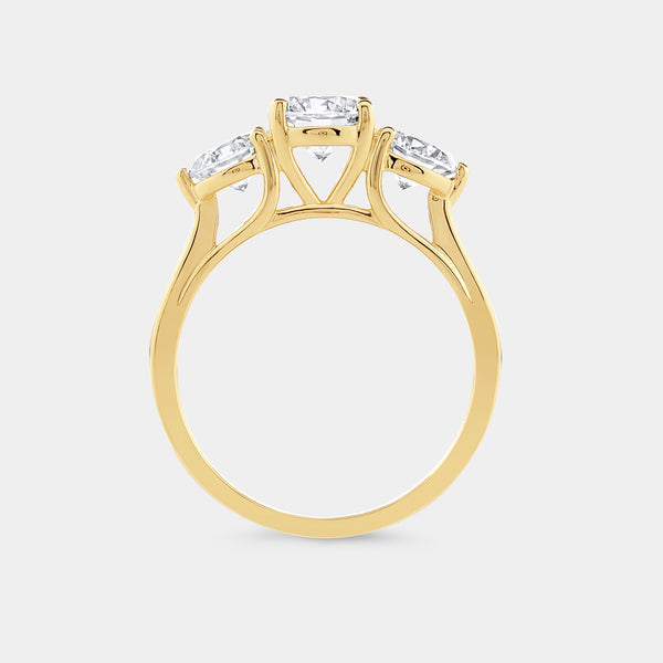 2 Carat Lab-Grown Diamond Round-Shaped Three-Stone Ring — GILDED New York
