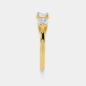 Gilded 2 Carat Lab-Grown Diamond Round-Shaped Three-Stone Ring