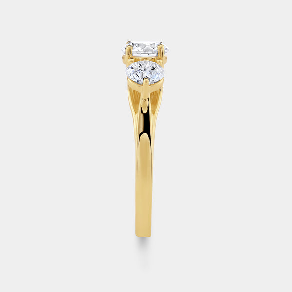 2 Carat Lab-Grown Diamond Round-Shaped Three-Stone Ring — GILDED New York