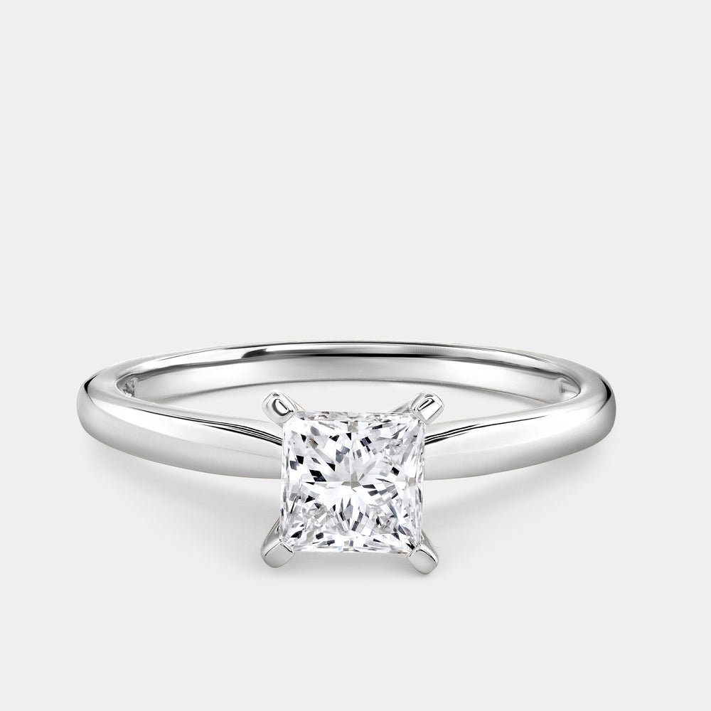 Gilded 3/4 Carat Lab-Grown Diamond Princess-Cut Cathedral Solitaire Ring