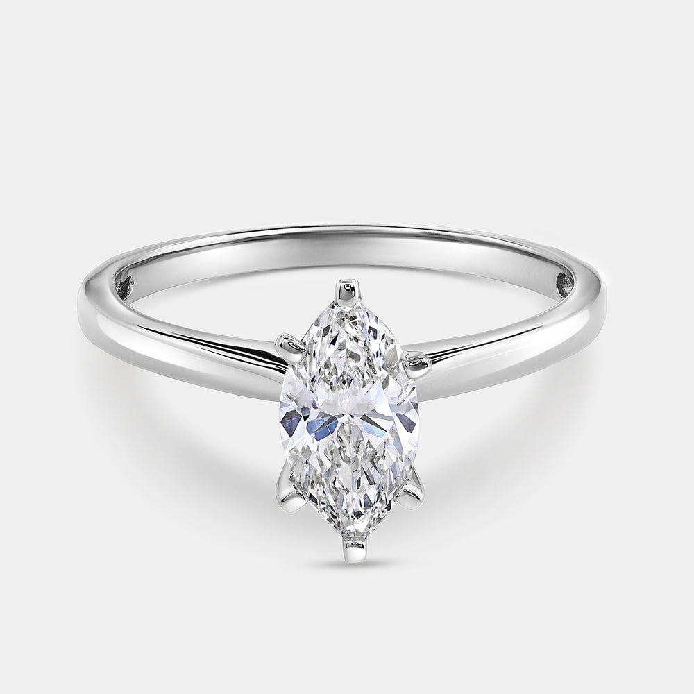 Gilded 3/4 Carat Lab-Grown Diamond Marquise-Shaped Classic Solitaire Ring