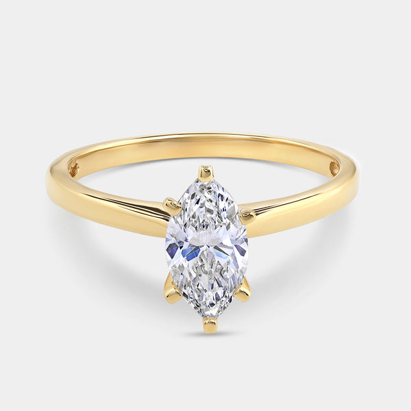 3/4 Carat Lab-Grown Diamond Marquise-Shaped Classic Solitaire Ring — GILDED New York