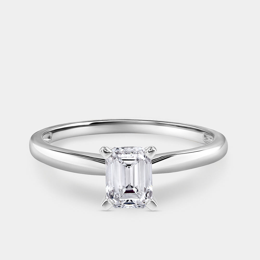 Gilded 3/4 Carat Lab-Grown Diamond Emerald-Cut Cathedral Solitaire Ring