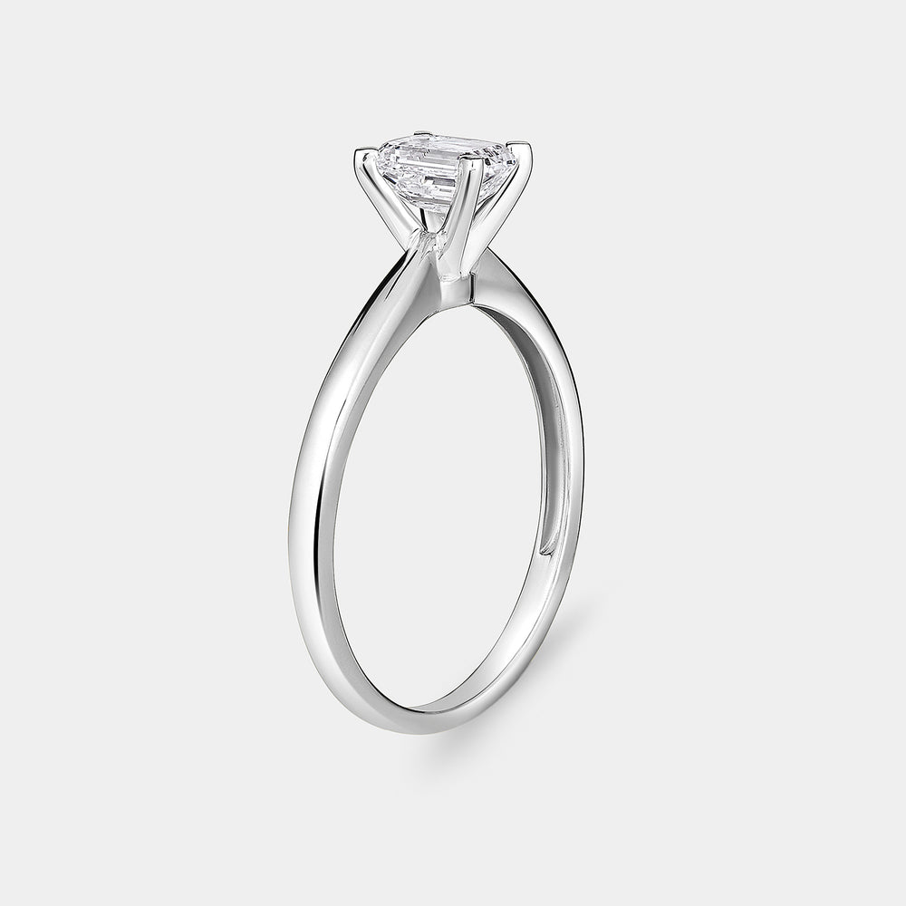Gilded 3/4 Carat Lab-Grown Diamond Emerald-Cut Classic Solitaire Ring