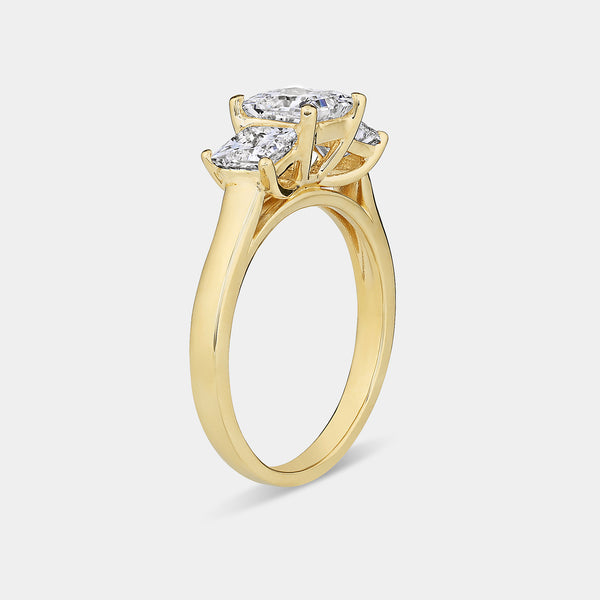 2 Carat Lab-Grown Diamond Princess-Cut Three-Stone Ring — GILDED New York