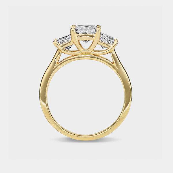 2 Carat Lab-Grown Diamond Princess-Cut Three-Stone Ring — GILDED New York