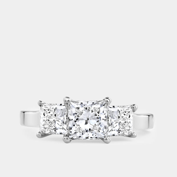2 Carat Lab-Grown Diamond Princess-Cut Three-Stone Ring — GILDED New York