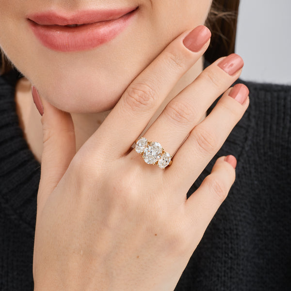 5 Carat Lab-Grown Diamond Oval-Shaped Three-Stone Ring — GILDED New York