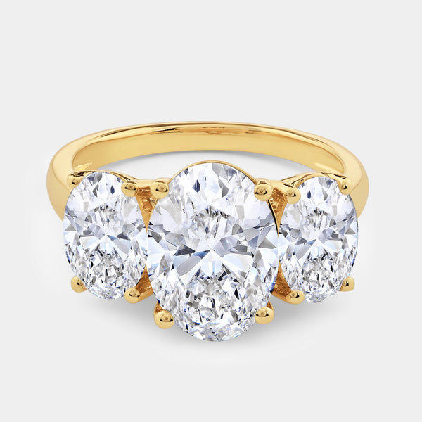 5 Carat Lab-Grown Diamond Oval-Shaped Three-Stone Ring — GILDED New York