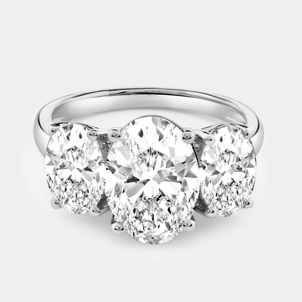 5 Carat Lab-Grown Diamond Oval-Shaped Three-Stone Ring — GILDED New York