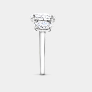 Gilded 5 Carat Lab-Grown Diamond Oval-Shaped Three-Stone Ring