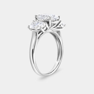 Gilded 5 Carat Lab-Grown Diamond Oval-Shaped Three-Stone Ring