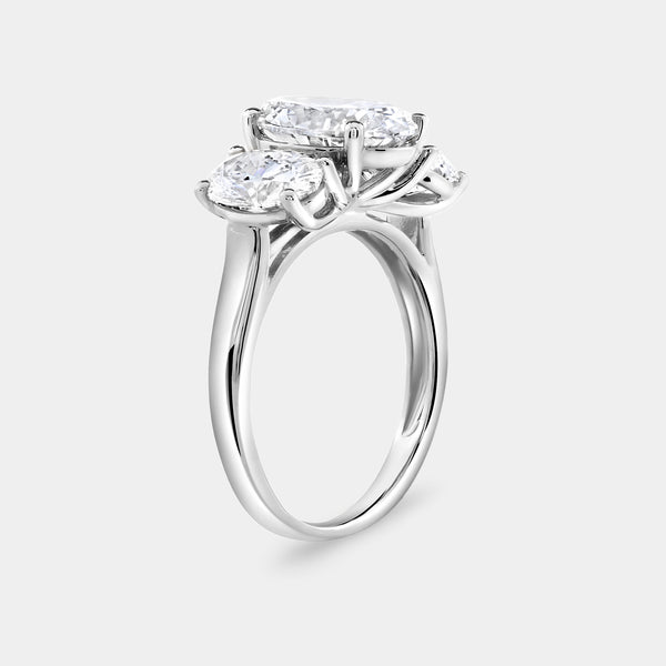 5 Carat Lab-Grown Diamond Oval-Shaped Three-Stone Ring — GILDED New York