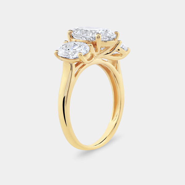 5 Carat Lab-Grown Diamond Oval-Shaped Three-Stone Ring — GILDED New York