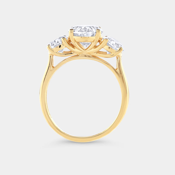 5 Carat Lab-Grown Diamond Oval-Shaped Three-Stone Ring — GILDED New York
