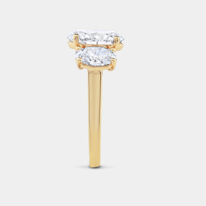 Gilded 5 Carat Lab-Grown Diamond Oval-Shaped Three-Stone Ring