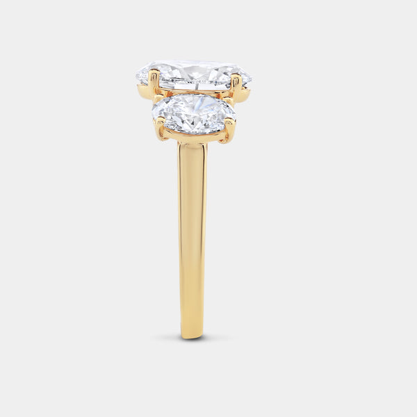 5 Carat Lab-Grown Diamond Oval-Shaped Three-Stone Ring — GILDED New York