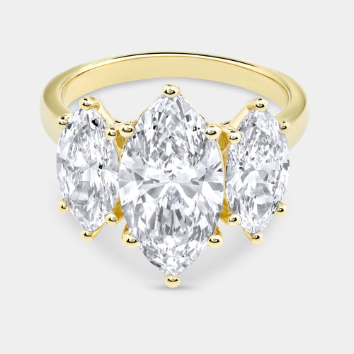 5 Carat Lab-Grown Diamond Marquise-Shaped Three-Stone Ring — GILDED New York