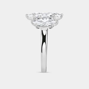 Gilded 5 Carat Lab-Grown Diamond Marquise-Shaped Three-Stone Ring