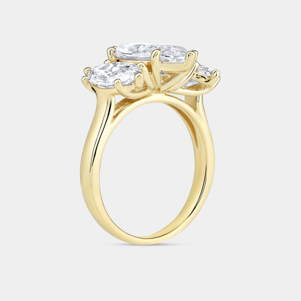 5 Carat Lab-Grown Diamond Marquise-Shaped Three-Stone Ring — GILDED New York