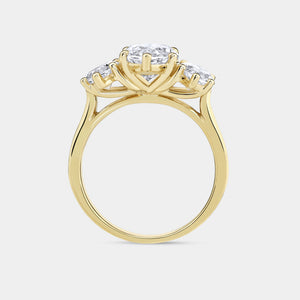 Gilded 5 Carat Lab-Grown Diamond Marquise-Shaped Three-Stone Ring