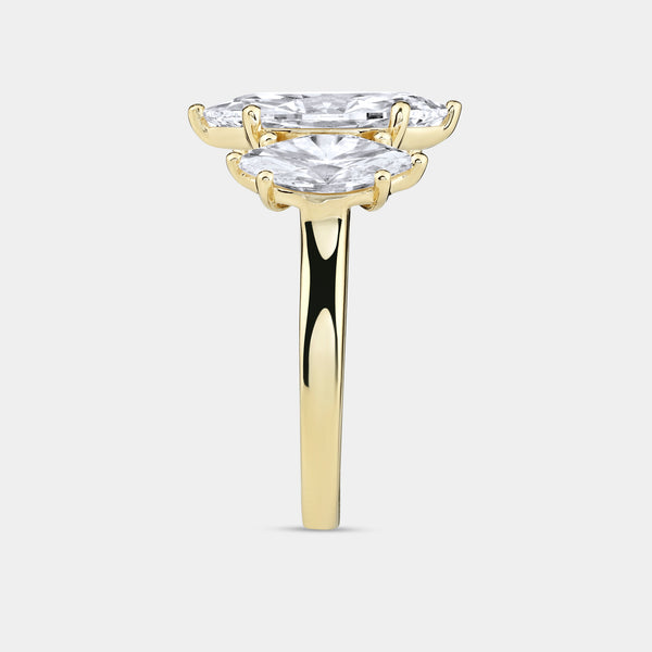 5 Carat Lab-Grown Diamond Marquise-Shaped Three-Stone Ring — GILDED New York