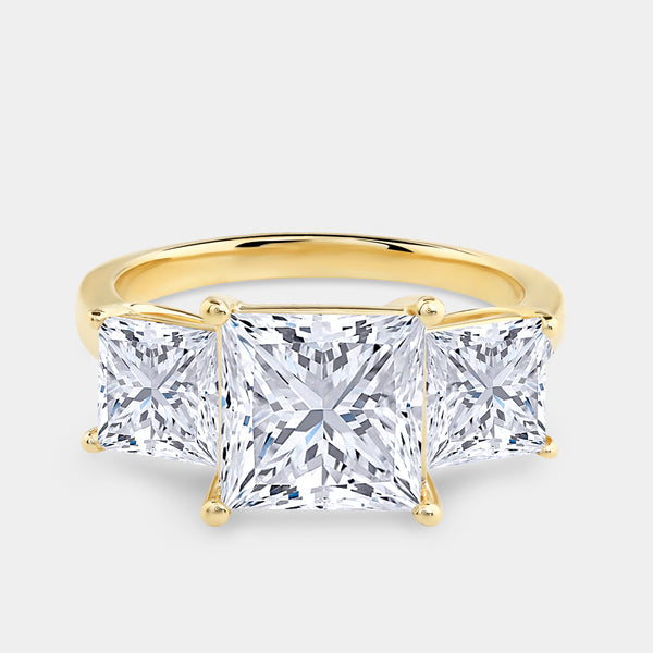 5 Carat Lab-Grown Diamond Princess-Cut Three-Stone Ring — GILDED New York