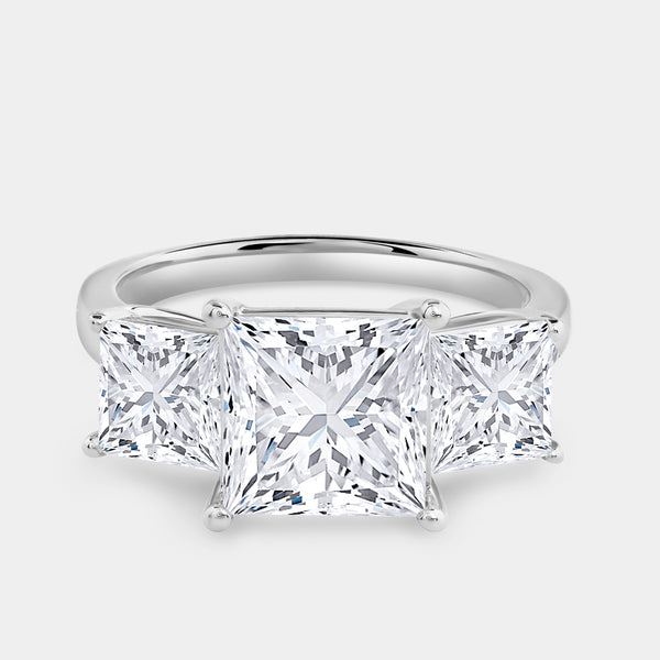 5 Carat Lab-Grown Diamond Princess-Cut Three-Stone Ring — GILDED New York
