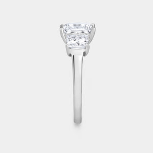 Gilded 5 Carat Lab-Grown Diamond Princess-Cut Three-Stone Ring