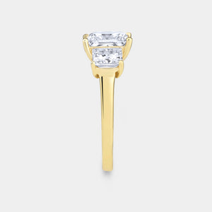 Gilded 5 Carat Lab-Grown Diamond Princess-Cut Three-Stone Ring