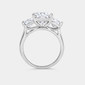 Gilded 5 Carat Lab-Grown Diamond Princess-Cut Three-Stone Ring