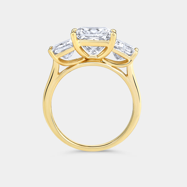 5 Carat Lab-Grown Diamond Princess-Cut Three-Stone Ring — GILDED New York