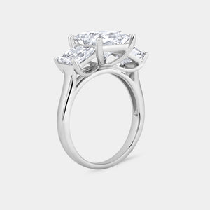 Gilded 5 Carat Lab-Grown Diamond Princess-Cut Three-Stone Ring