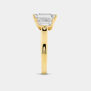 Gilded 5 Carat Lab-Grown Diamond Emerald Cut Three-Stone Ring