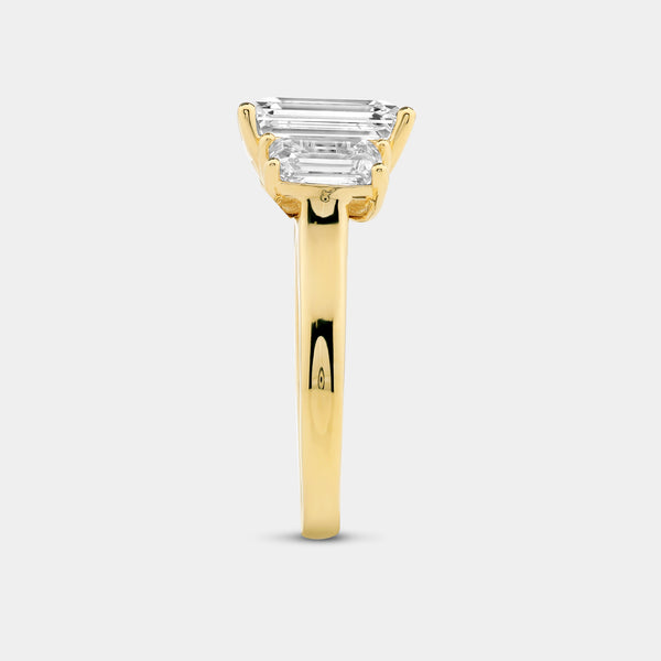 5 Carat Lab-Grown Diamond Emerald Cut Three-Stone Ring — GILDED New York