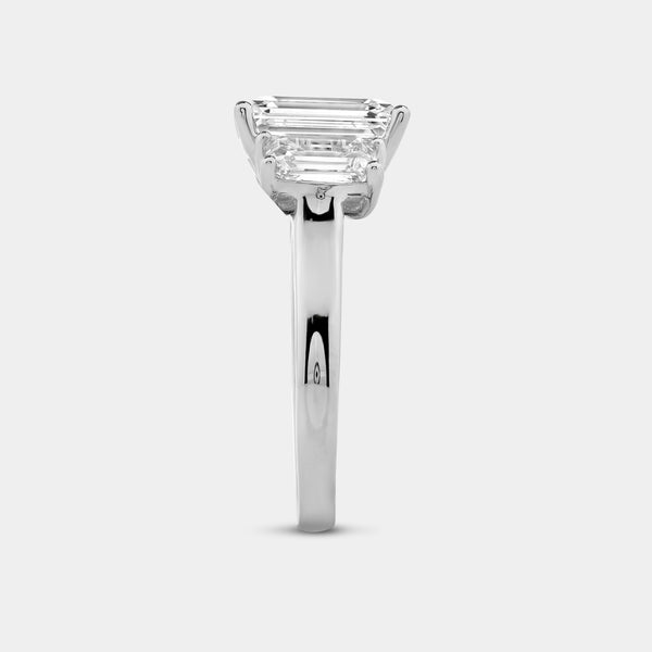 5 Carat Lab-Grown Diamond Emerald Cut Three-Stone Ring — GILDED New York
