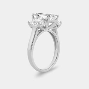 Gilded 5 Carat Lab-Grown Diamond Emerald Cut Three-Stone Ring