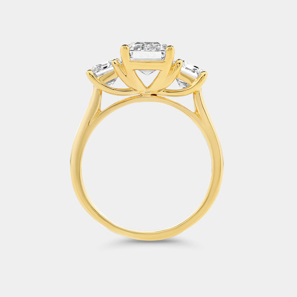 5 Carat Lab-Grown Diamond Emerald Cut Three-Stone Ring — GILDED New York