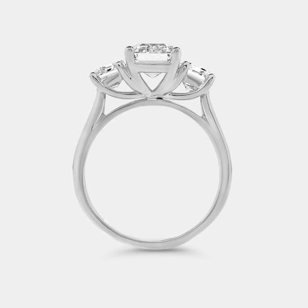 5 Carat Lab-Grown Diamond Emerald Cut Three-Stone Ring — GILDED New York