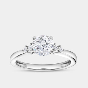 Gilded 1 Carat Lab-Grown Diamond Round-Shaped Solitaire Engagement Ring with Round-Shaped Accents