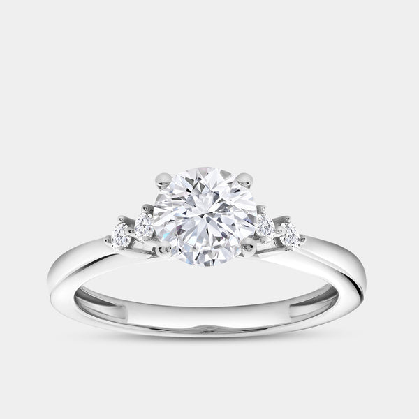 1 Carat Lab-Grown Diamond Round-Shaped Solitaire Engagement Ring with Round-Shaped Accents — GILDED New York