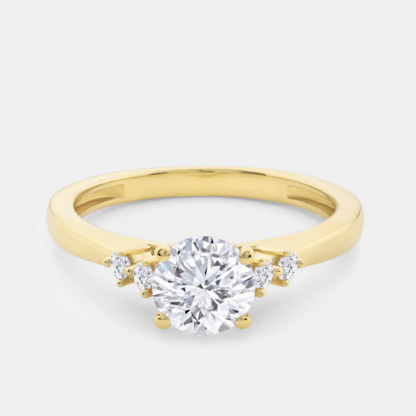 1 Carat Lab-Grown Diamond Round-Shaped Solitaire Engagement Ring with Round-Shaped Accents — GILDED New York