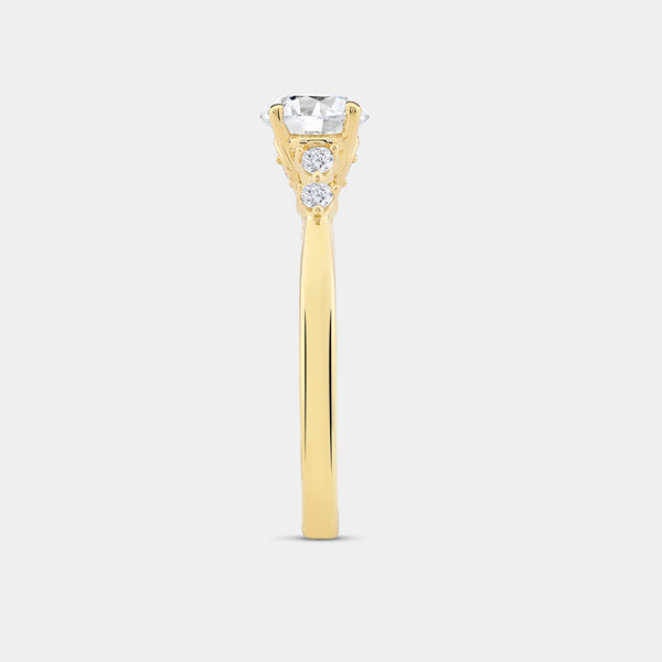 1 Carat Lab-Grown Diamond Round-Shaped Solitaire Engagement Ring with Round-Shaped Accents — GILDED New York