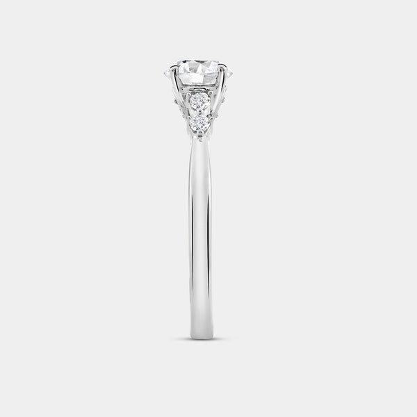 1 Carat Lab-Grown Diamond Round-Shaped Solitaire Engagement Ring with Round-Shaped Accents — GILDED New York