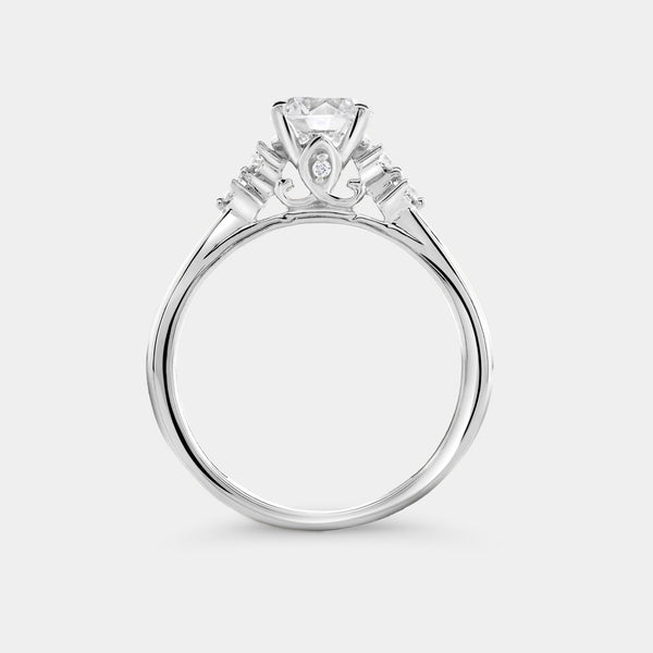 1 Carat Lab-Grown Diamond Round-Shaped Solitaire Engagement Ring with Round-Shaped Accents — GILDED New York