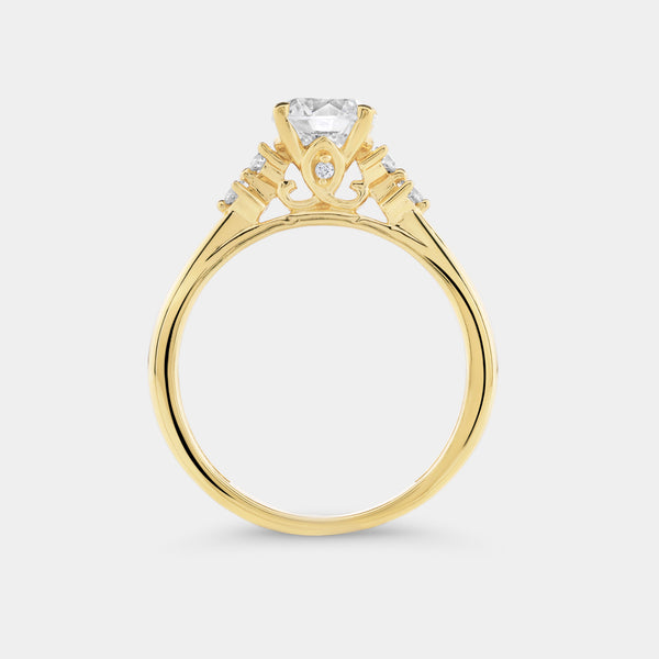 1 Carat Lab-Grown Diamond Round-Shaped Solitaire Engagement Ring with Round-Shaped Accents — GILDED New York