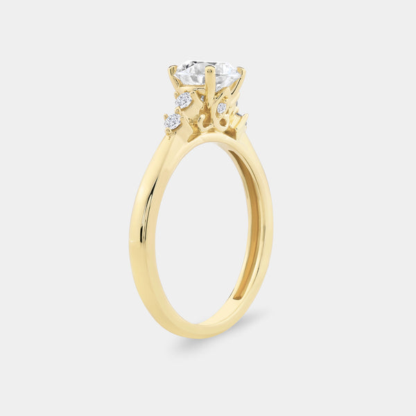1 Carat Lab-Grown Diamond Round-Shaped Solitaire Engagement Ring with Round-Shaped Accents — GILDED New York