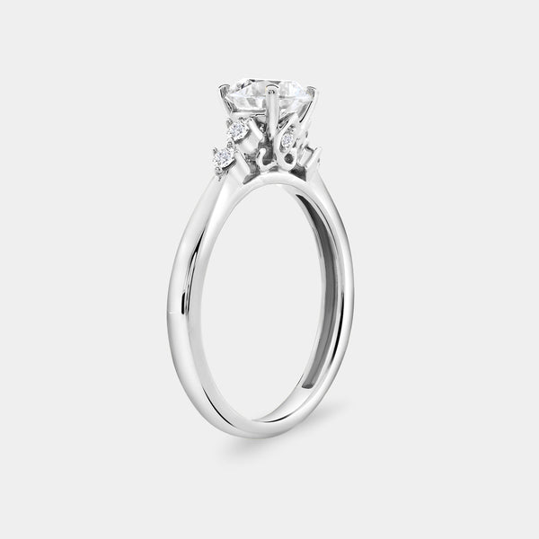 1 Carat Lab-Grown Diamond Round-Shaped Solitaire Engagement Ring with Round-Shaped Accents — GILDED New York