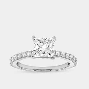 Gilded 2 Carat Lab-Grown Diamond Princess-Cut Solitaire Plus Engagement Ring with a Classic Shank
