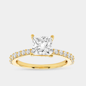 Gilded 2 Carat Lab-Grown Diamond Princess-Cut Solitaire Plus Engagement Ring with a Classic Shank